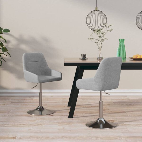 vidaXL Obrotowe krzesła stołowe, 2 szt., jasnoszare, obite tkaniną