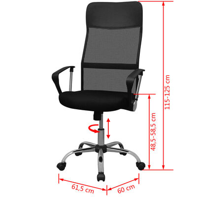 vidalXL Krzesło biurowe w połowie PU 61,5x60 cm Czarne