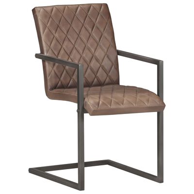 vidaXL Krzesła stołowe, wspornikowe, 6 szt., brązowe, skóra naturalna