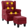 vidaXL Fotel masujący z podn&oacute;żkiem, winna czerwień, obity tkaniną