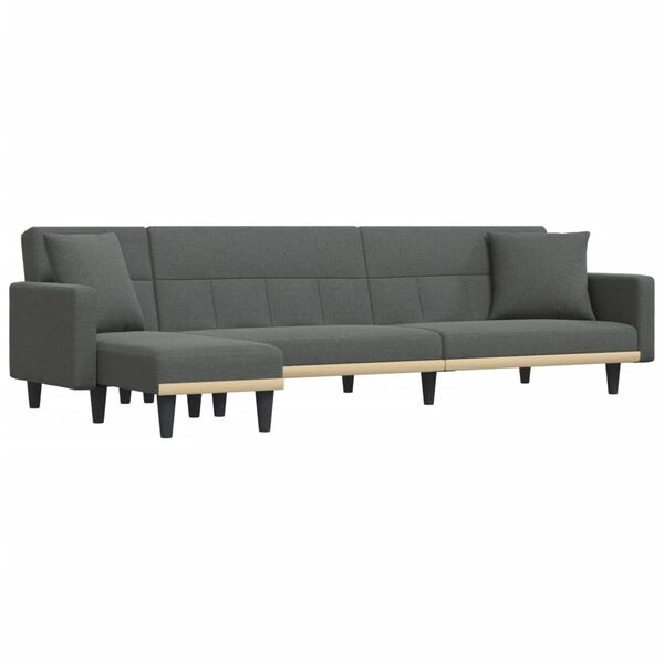 vidaXL Sofa rozkładana L, ciemnoszara, 275x140x70 cm, tkanina