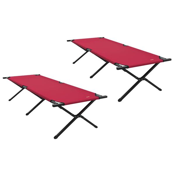 vidaXL Składane Ł&oacute;żko Kempingowe 2 pcs Czerwony 210 x 80 x 46 cm