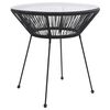 vidaXL Stolik ogrodowy, czarny, &Oslash;70x74 cm, rattan i szkło