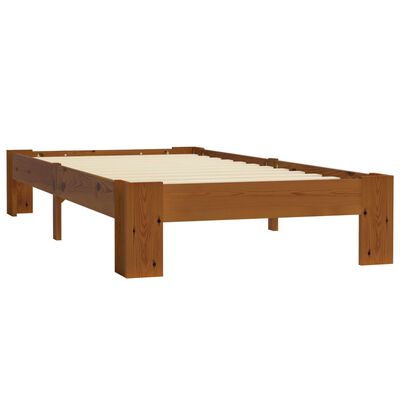 vidaXL Rama łóżka, jasnobrązowa, lite drewno sosnowe, 90 x 200 cm