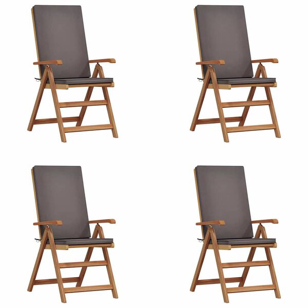 vidaXL Krzesło Ogrodowe z poduszką 4 pcs Brązowy 57 x 71,5 x 104 cm