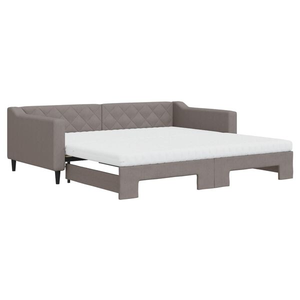 vidaXL Sofa rozsuwana z materacami, kolor taupe, 100x200 cm, tkanina