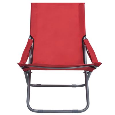 vidaXL Składane krzesła plażowe, 2 szt., tkanina, czerwone