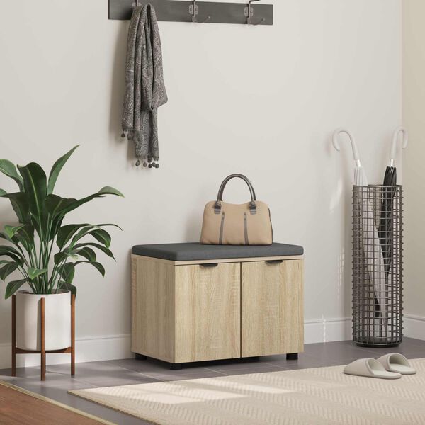 vidaXL Ławka w przedpokoju z poduszką Dąb Sonoma 60 x 38 x 46 cm