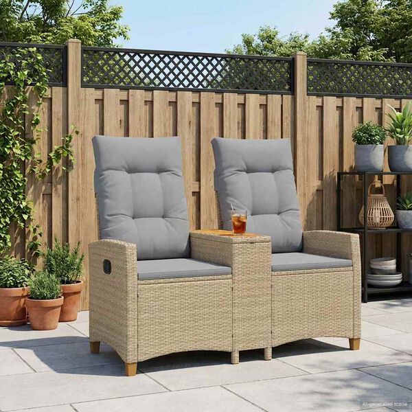 vidaXL Leżanka z stolikiem Beżowy i jasnoszary 126 x 65 x 112 cm