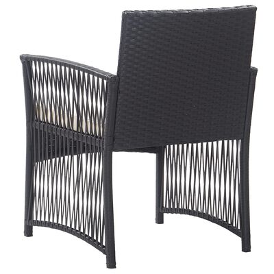 vidaXL Fotele ogrodowe z poduszkami, 2 szt., czarne, polirattan