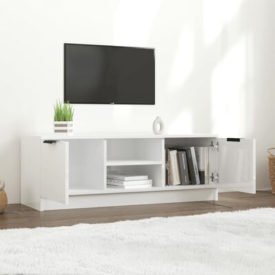 vidaXL Szafka pod TV, wysoki połysk, biała, 100x35x55 cm