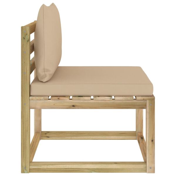 vidaXL Ogrodowa sofa środkowa z poduszkami, impregnowana sosna