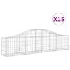 vidaXL Kosze gabionowe, 15 szt, 200x30x40/60 cm, galwanizowane żelazo