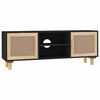 vidaXL Stolik pod TV, czarny, 105x30x40 cm, drewno sosnowe i rattan