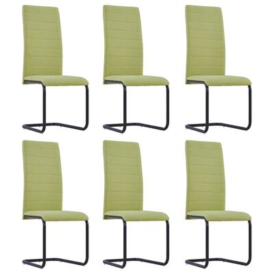 vidaXL Krzesła stołowe, wspornikowe, 6 szt., zielone, tkanina