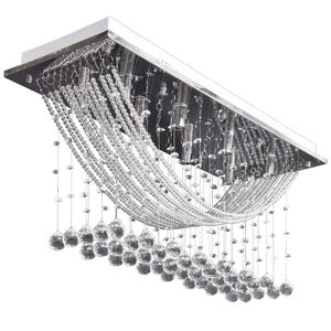 vidaXL Biała lampa sufitowa z błyszczącymi kryształkami, 8 x G9, 29 cm