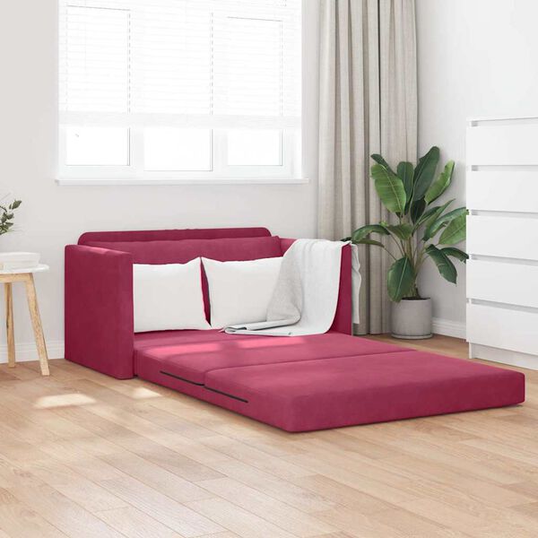 vidaXL Sofa Bed 110cm Czerwone wino Aksamit