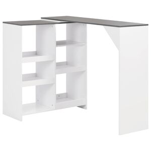 vidaXL Stolik barowy z ruchomym regałem, biały, 138 x 39 x 110 cm