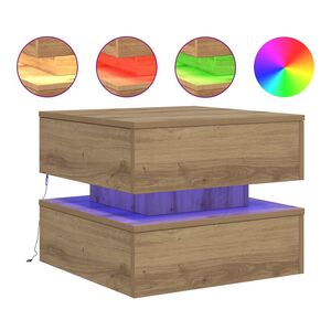 vidaXL Stolik kawowy z oświetleniem LED, dąb artisian, 50x50x40 cm
