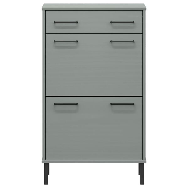 vidaXL Szafka na buty OSLO, metalowe nóżki, szara, sosnowa