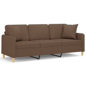 vidaXL 3-osobowa sofa z poduszkami, brązowa, 180 cm, tkanina