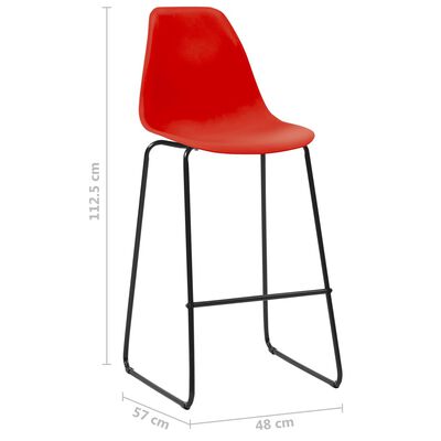 vidaXL Krzesła barowe, 6 szt., czerwone, plastik