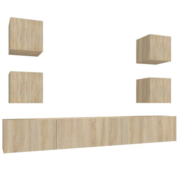 vidaXL Zestaw 6 szafek telewizyjnych, dąb sonoma