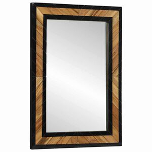 vidaXL Lustro ścienne Prostokątny Czarny i Brązowy 70 x 2 x 70 cm