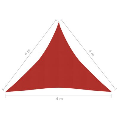 vidaXL Żagiel przeciwsłoneczny, 160 g/m², czerwony, 4x4x4 m, HDPE