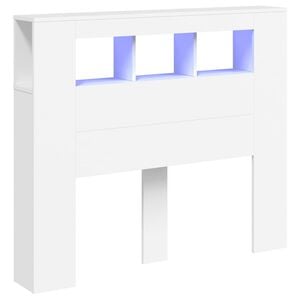 vidaXL Wezgłowie ł&oacute;żka z LED, białe, 120x18,5x103,5 cm