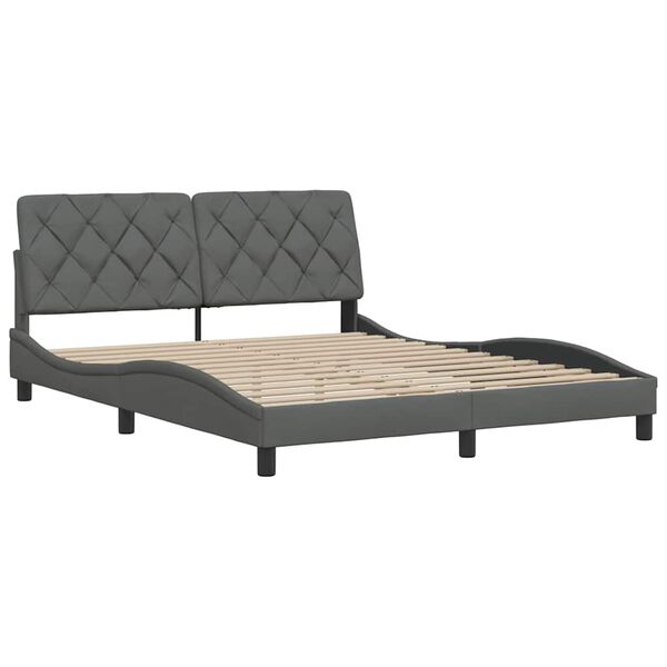 vidaXL Rama ł&oacute;żka bez materaca, ciemnoszara, 160x200 cm, obita tkaniną