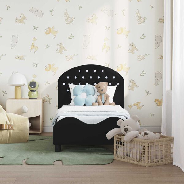 vidaXL Stelaż ł&oacute;żka dla malucha z oparciem Czarny 70 x 140 cm Aksamit