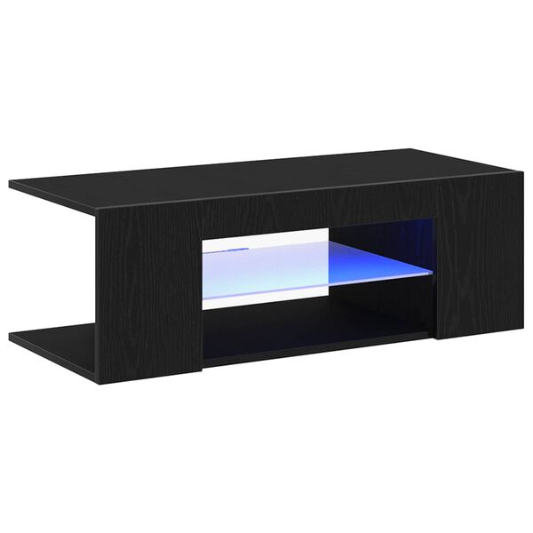 vidaXL Szafka pod telewizor Ze LED Lights Czarny Dąb 90 x 39 x 30 cm