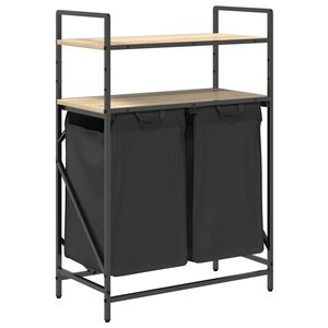 vidaXL Kosz na pranie 2 przegrody z półkami, dąb sonoma