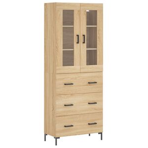 vidaXL Witrynka, dąb sonoma, 69,5x34x180 cm, materiał drewnopochodny