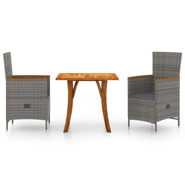 vidaXL 3-częściowy zestaw mebli ogrodowych, szary