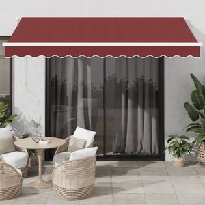 vidaXL Ręcznie zwijana markiza z LED, burgundowa, 350x250 cm