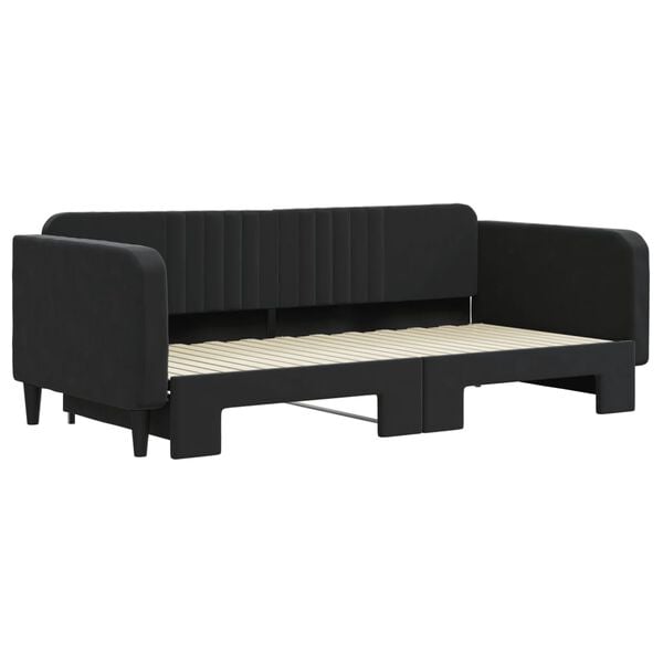 vidaXL Sofa rozsuwana, czarna, 100x200 cm, aksamit