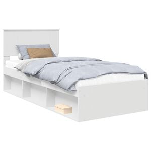 vidaXL Ramka ł&oacute;żka Z zagł&oacute;wkiem Biały 90 x 200 cm Lite drewno sosnowe