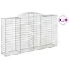 vidaXL Kosze gabionowe, 10 szt, 300x50x160/180cm, galwanizowane żelazo