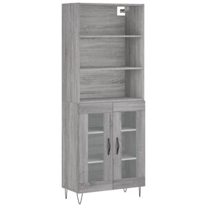 vidaXL Witrynka szary dąb sonoma 69,5x34x180cm materiał drewnopochodny