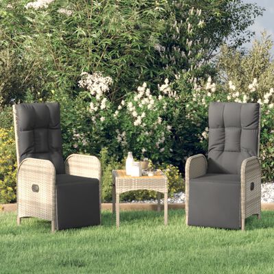 vidaXL Rozkładane krzesła ogrodowe, 2 szt., ze stolikiem, szare