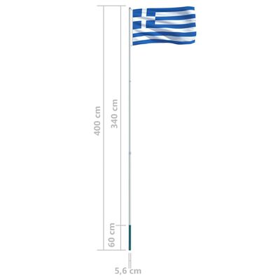 vidaXL Flaga Grecji z aluminiowym masztem, 4 m