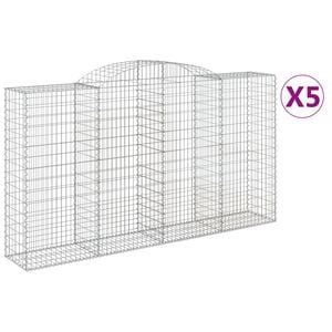 vidaXL Kosze gabionowe z łukiem, 5 szt., 300x50x160/180 cm, żelazo