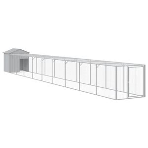 vidaXL Kurnik z wybiegiem, jasnoszary, 117x1017x123 cm, stal
