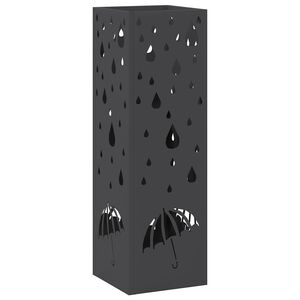 vidaXL Stojak na Parasol Deszczowy Czarny 15,5 x 15,5 x 49 cm Stal