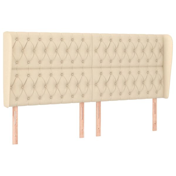 vidaXL Zagł&oacute;wek uszak, kremowy, 203x23x118/128 cm, tkanina