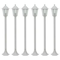 vidaXL Lampy ogrodowe, 110 cm, E27, aluminium, 6 szt., białe