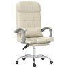 vidaXL Rozkładane, masujące krzesło biurowe, kremowe, sztuczna sk&oacute;ra