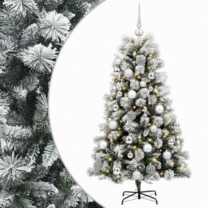vidaXL Sztuczna choinka na zawiasach z bombkami 150 cm 150 LED